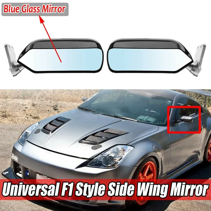 

2Pcs Car Rear View Mirror F1 Rear Mirror Racing Universal Side Mirror F1 Style With Blue Mirror Rear View Mirror