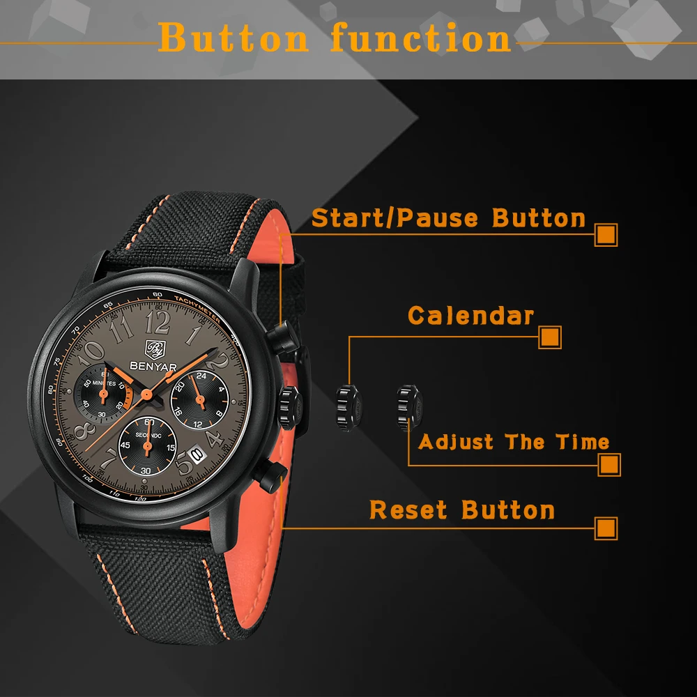 Benyar 5190 Mens Chronograph Watch - Black Sb7bf0eea65fe46f68b47caeb4f5c237e9