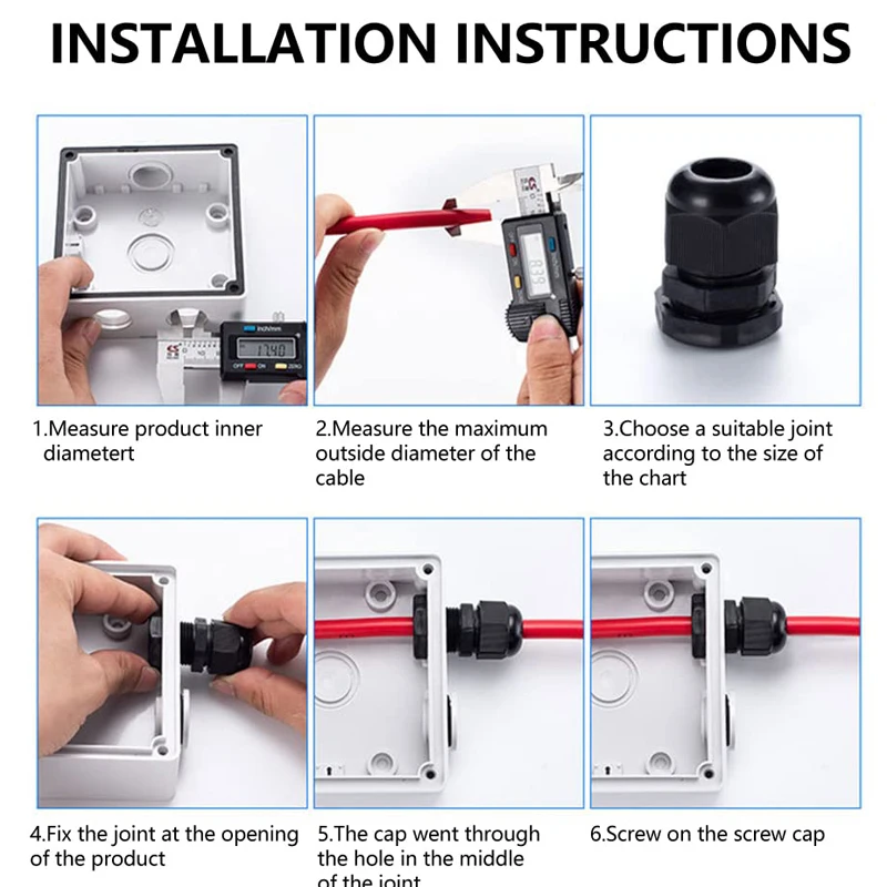 IP68 Waterproof Nylon Cable Gland Adjustable Nylon Plastic Strain Relief Cord Connectors 1/4&rdquo; 3/8&rdquo; 1/2&rdquo; 3/4&rdquo; Cord Management