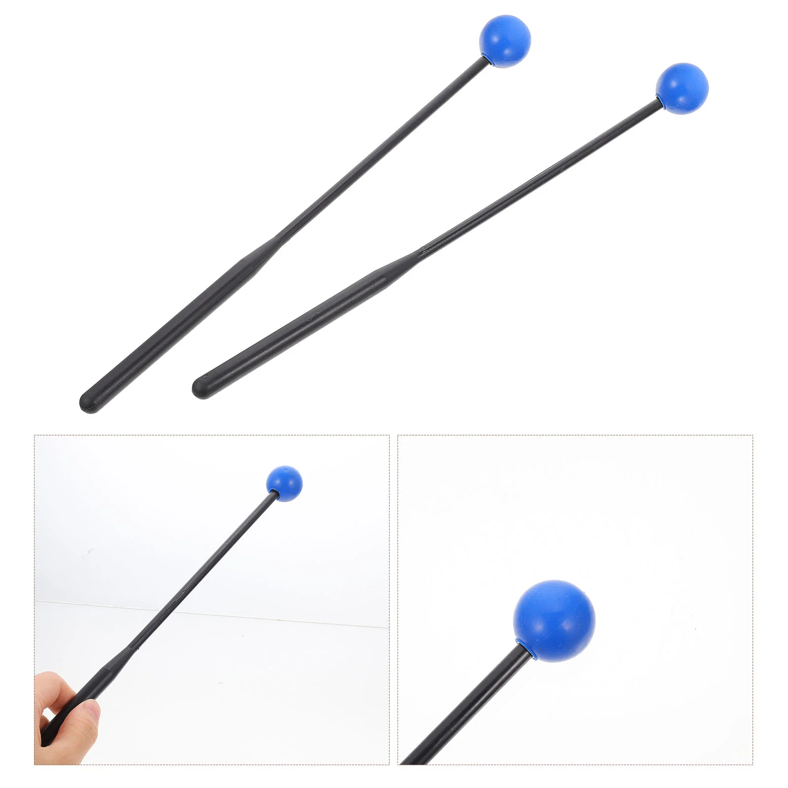 2 Pcs Drumstick Beginner Sticks Tongue Plastic Marimba Hammer Accessories Xylophone Black and Blue Mallets Piano