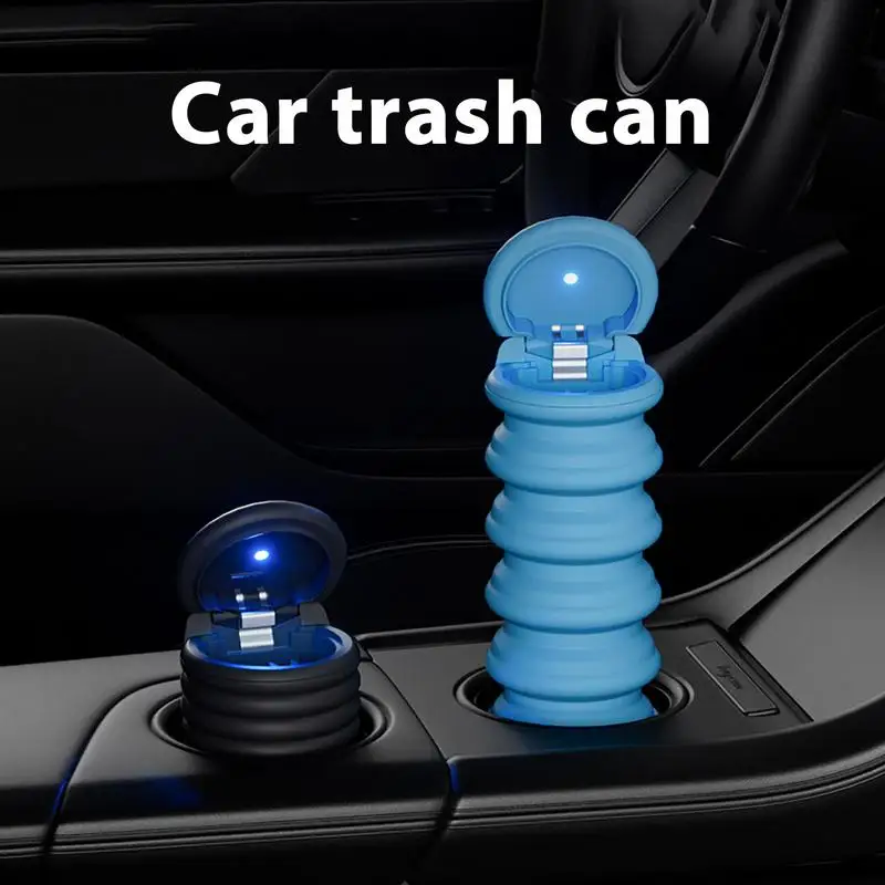 

Silicone Car Garbage Can With Lid Foldable Washable Auto Trash Dust Case Rubbish Organizer Storage Box Car Interior Accessories