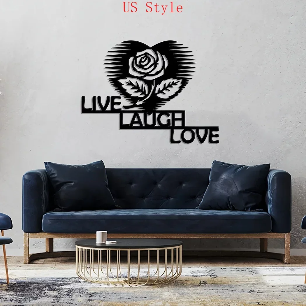 

1pc Flower Live Laugh Love Wall Decor Sign Metal Wall Art Home Decor Hanging Ornament Housewarming Gift Idea Outdoor Sign Garden