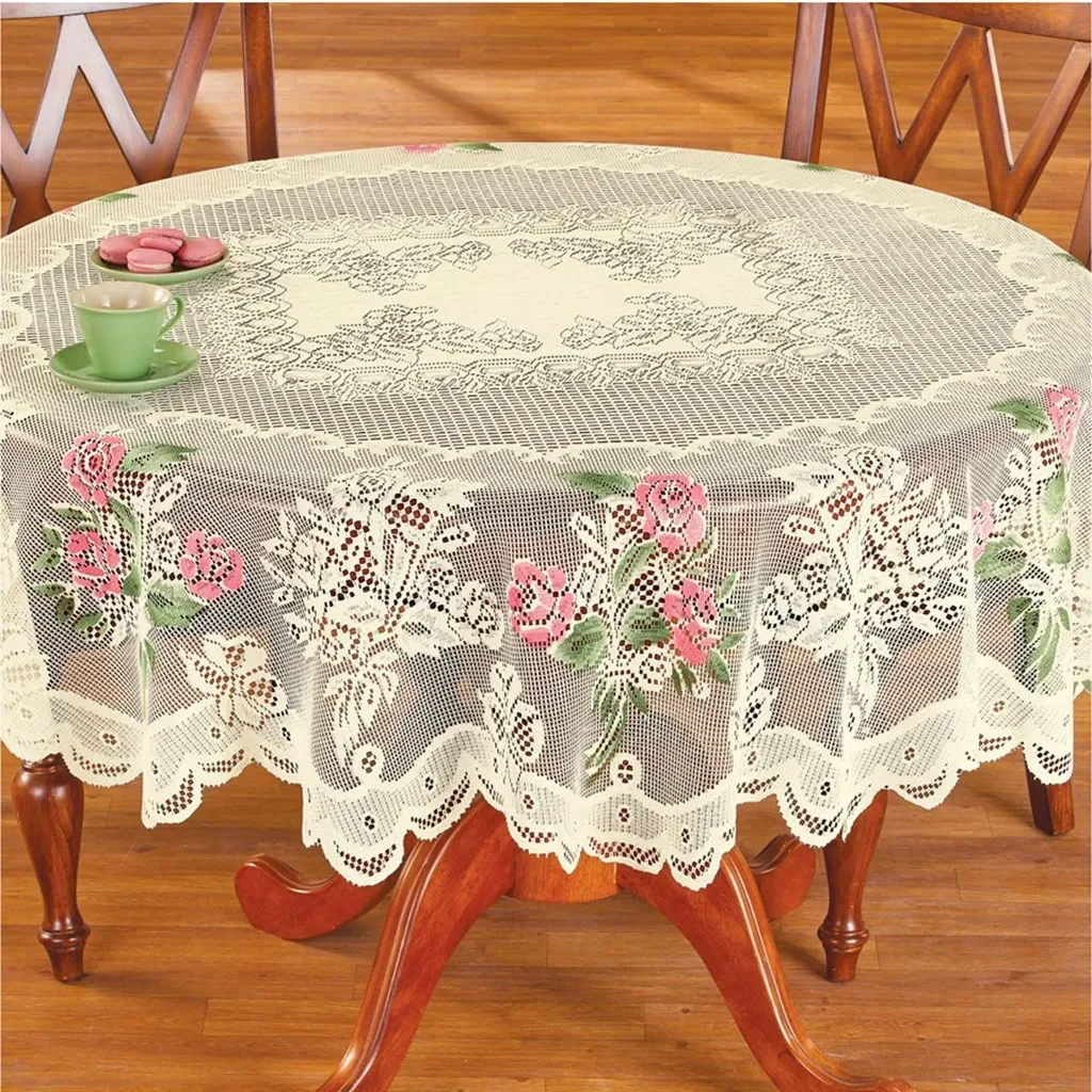 

Tablecloth 60 X 120 Cover Elegant Dining Table HAND Rose IN Lace Floral White Tablecloth Round Home Tablecloth for Camping