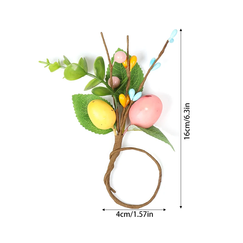 Easter Bunny Eggs Napkin Ring Holders Artificial Plants Napkin Buckles 6/1pcs Happy Easter Party Home Table Decoration Supplies napkin ring