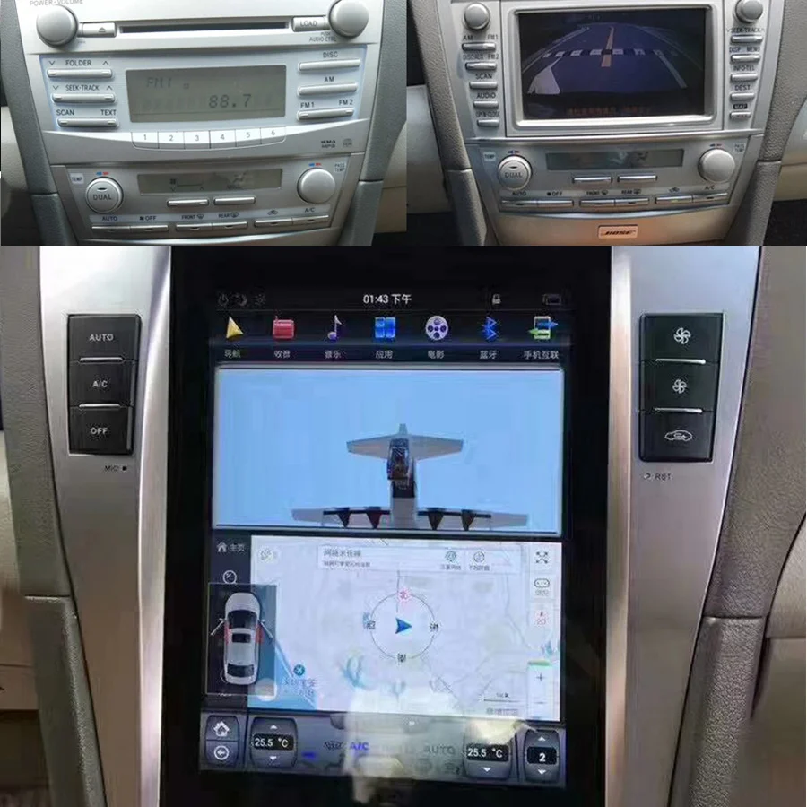 

Автомагнитола для Toyota Camry 2008-2012, экран Tesla, Android 13 Carplay, автомобильный стерео GPS навигатор, 4G, мультимедийный видеоплеер