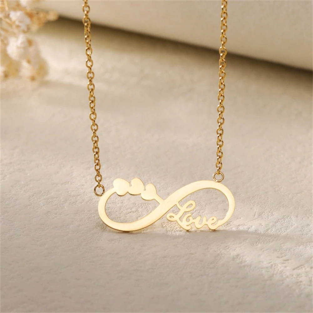 

Custom Infinity Name Necklace with Hearts Personalized Gold Color Choker Bridesmaid Gift Fashion Stainless Steel Clavicle Chain