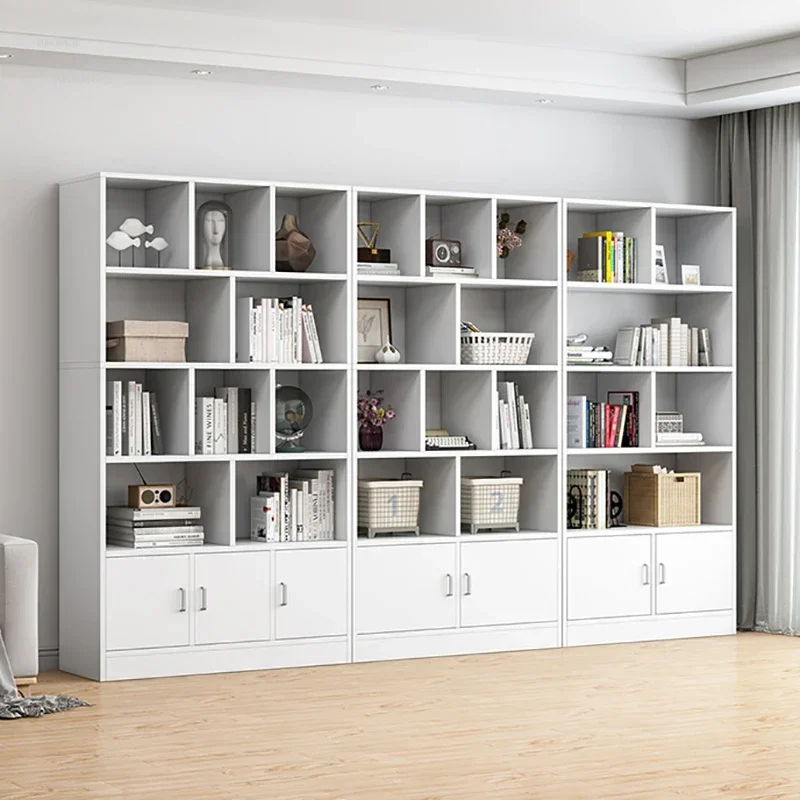 Children's Bookcases Floor Living Room Rack Bedroom Storage Shelf Modern Home Small Bookshelves with Door Narrow Cabinet WW