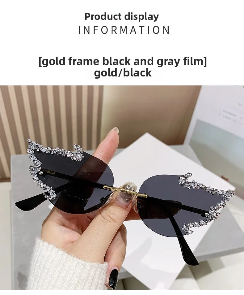Strass-Flammen-Sonnenbrille, UV400-Schutz, Unisex-Brille, Steampunk-Halloween-Party-Brille, neue modische Geschenkidee – Detail 8