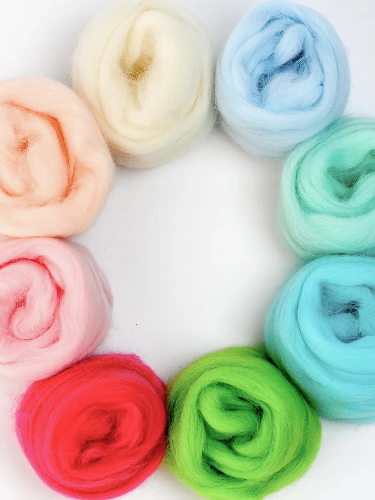 Handmade Imported Spanish Short Fiber Wool Felt 50g, Self-made Poka Le Fine Soft Floating Wool DIY Felt Poka Le Material