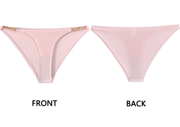 Description Picture 3 of itemCINOON French Satin Sexy Lingerie For Women Diamond Inlaid Chain metal Low waisted Panties New Seamless Triangle Underpants