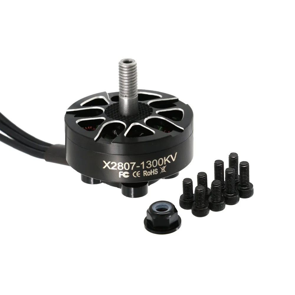 Vue éclatée d'un moteur brushless X2807 1700KV montrant les bobines et aimants.