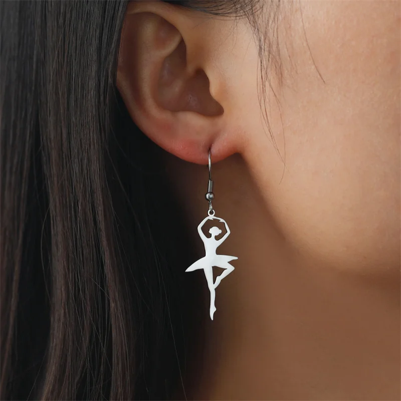 Edelstahl Ballett Tropfen Ohrringe Elegante Ballerina Tänzerin Anhänger Ohrringe für Frauen Ästhetische Mädchen Schmuck Geburtstag Geschenke – Detail 10