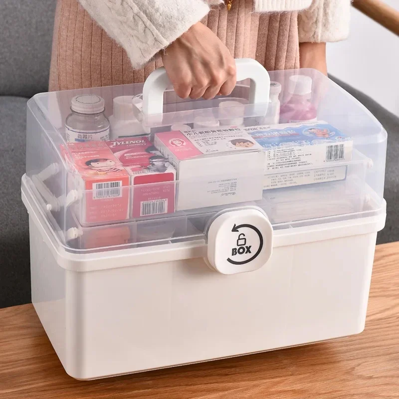 Large Capacity Medicine Box Antibacterial Multi Layers Classification Home Medicine Box First Aid Storage Box Travel Emergency