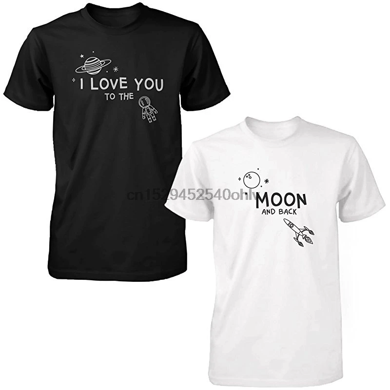 Милые парные рубашки с надписью I Love You to the Moon and Back черно-белая подходящая