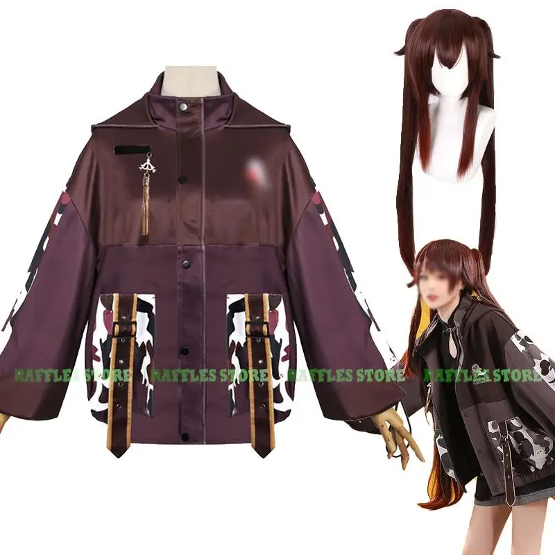 

Genshin Hutao Hu Tao Doujin Daily Suit Cosplay Costume Wig Halloween Anime Cosplay Cute Coat Doujin Women Fashion Daily Clothes