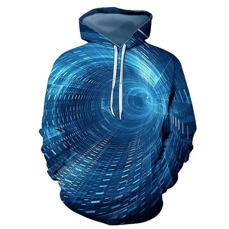 

Spring And Fall Men's Clothing 3d Plus Size Fashion Round Neck Hoodies Swirl Print Long Sleeve Hoodie / Activewear