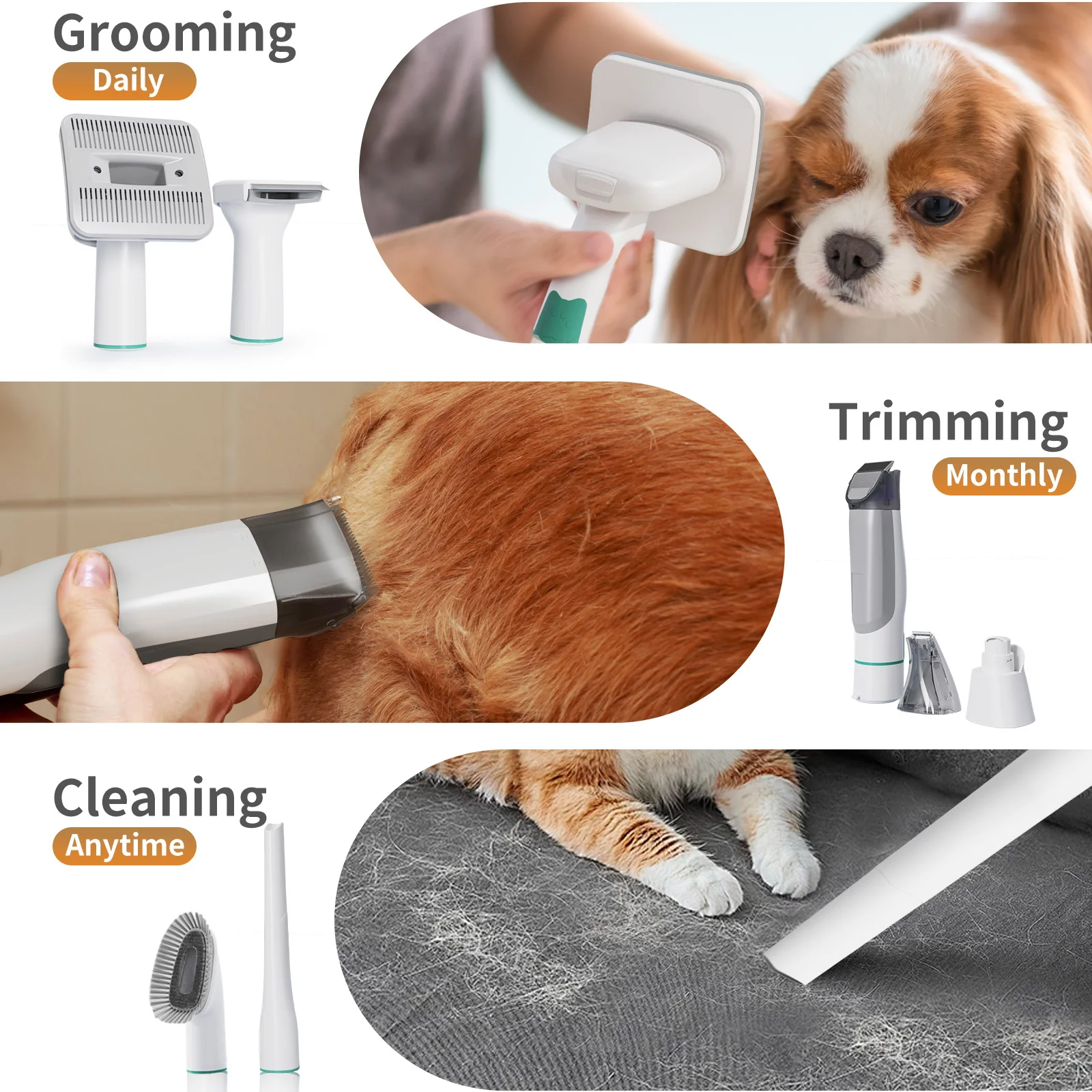 7-in-1 Multifunctional Pet Grooming Device, Dog and Cat Vacuum Kit, Cross-border Trimming and Shaving Integrated for Dogs