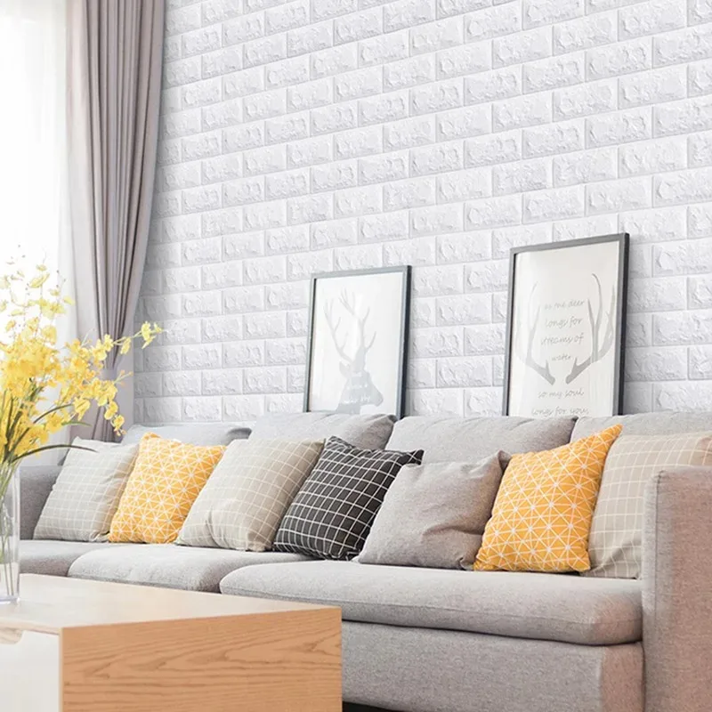 70cm*1m 3D Brick Pattern Wall Panels Wallpaper DIY Waterproof for Living Room Bedroom Kitchen Background Wall Decoration 6