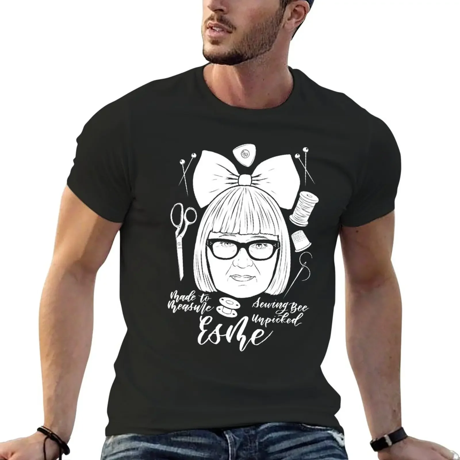 

Esme made to measure - black lines T-Shirt heavyweights blanks Short sleeve tee mens clothing