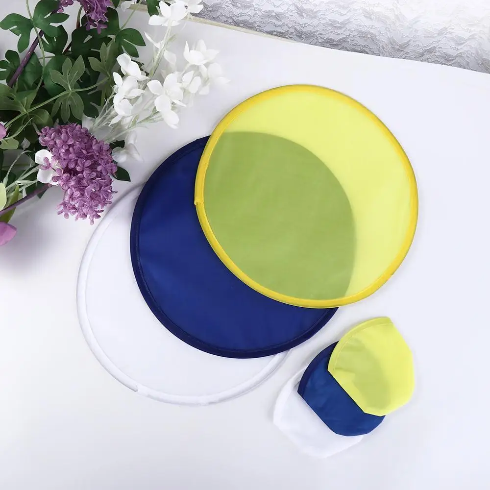 

Solid Color Collapsible with Pocket Summer for Outdoor Nylon Folding Fans Circular Fan Child Toy Flying Disk