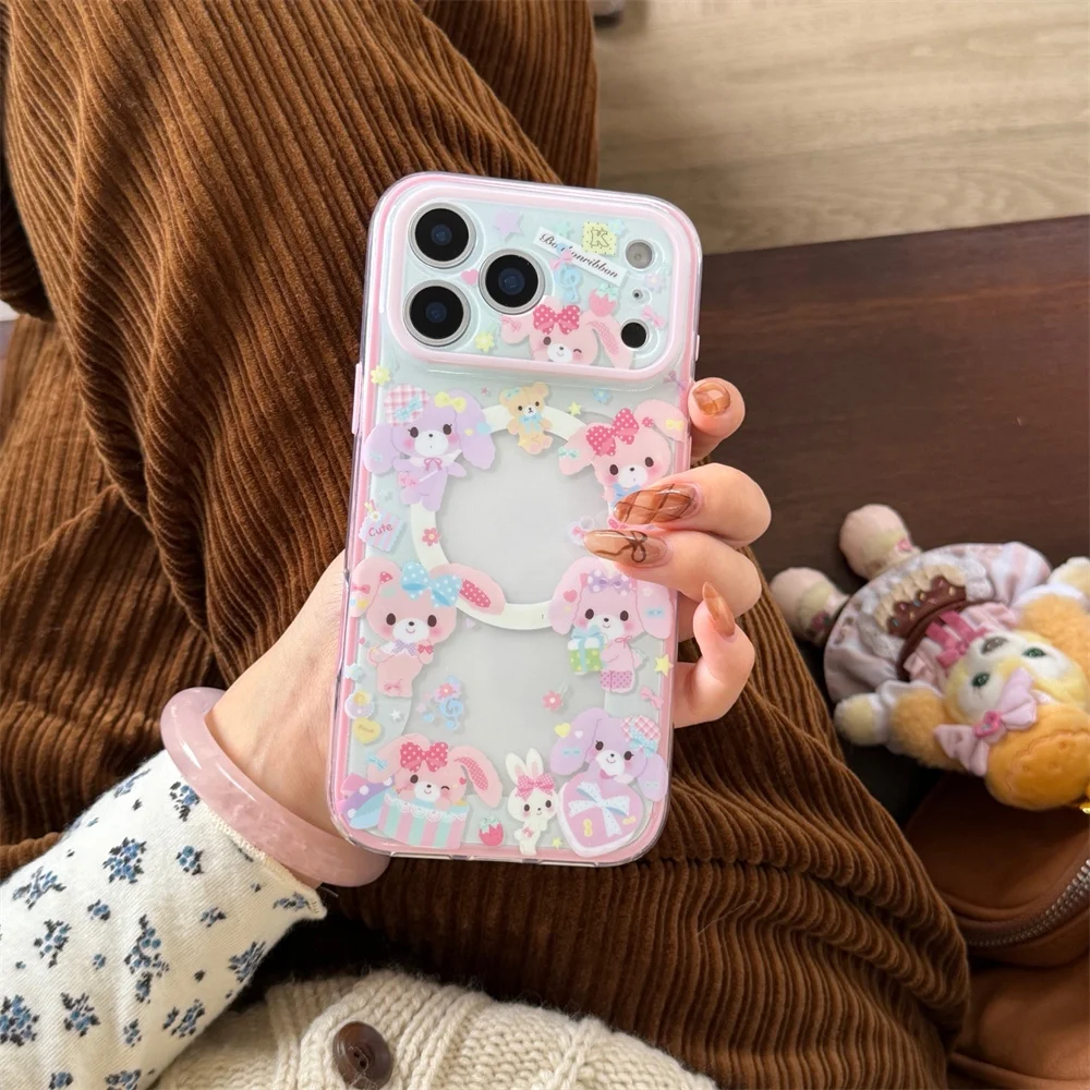 Kawaii Dessert Rabbit Magnetic Phone Case | Cute MagSafe Stand Cover