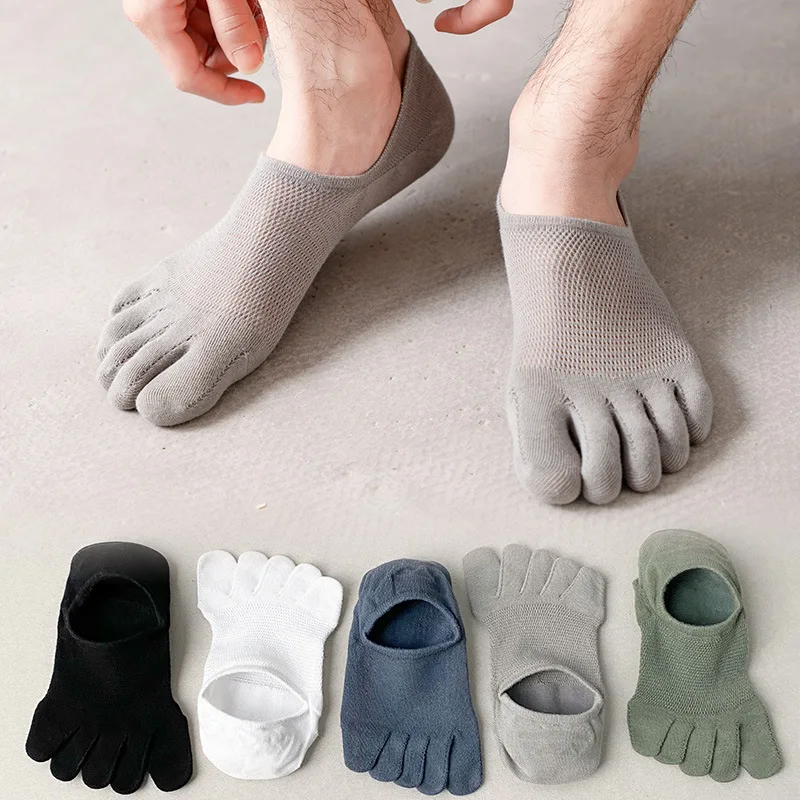 

3/5Pairs Summer Mesh Breathable Mens Socks Silicone Non-slip Invisible No Show Sock Slippers Men Male Low Cut Ankle Boat Socks