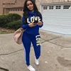 2 Piece Set Women Outfit LOVE Letter Print High Neck Hoodies Sweatshirt Pants Tracksuit 2022 Plus Size Streetwear Casual Suit 3