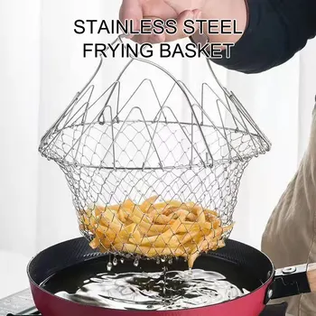 1PC Stainless Steel Foldable Multifunctional Fryer Basket French Fry Strainer Kitchen Appliance Is Durable 1