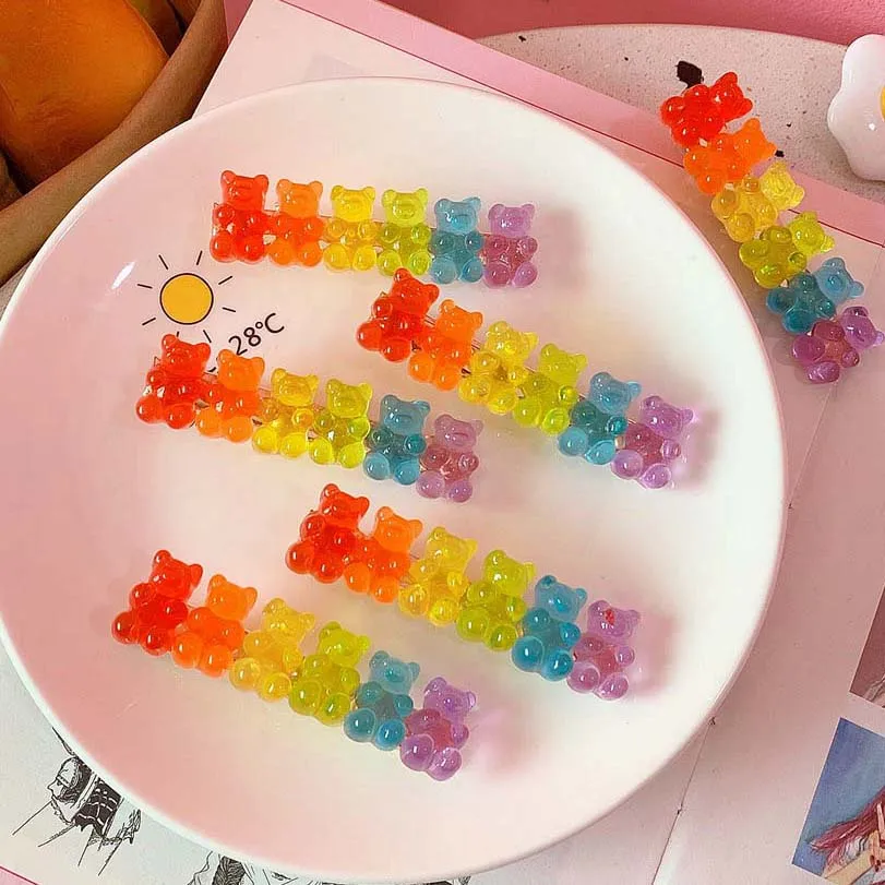 6 Candy Bears Hair Clips Barrettes Colored Bear Hairpin Women Girls Hairgrips Pins Hair Band Acccessories Pins hair accessory,hair clip