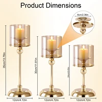 Glass Pillar Candle Holder Set Golden Silver Decorative Candlestick for Wedding Party Table Festival Decor 2026 New Fashion 5