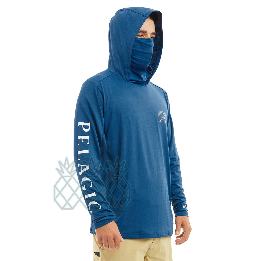 

Толстовка Pelagic с капюшоном, рубашки для рыбалки, летние топы с длинным рукавом для ловли рыбы, одежда с защитой от УФ-лучей, дышащая маска для лица UPF 50 +, одежда для восхождения