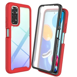 Shockproof Transparent Acrylic Back Cover with PET Front Film Screen Protector - Redmi Note 10 Pro (Red)