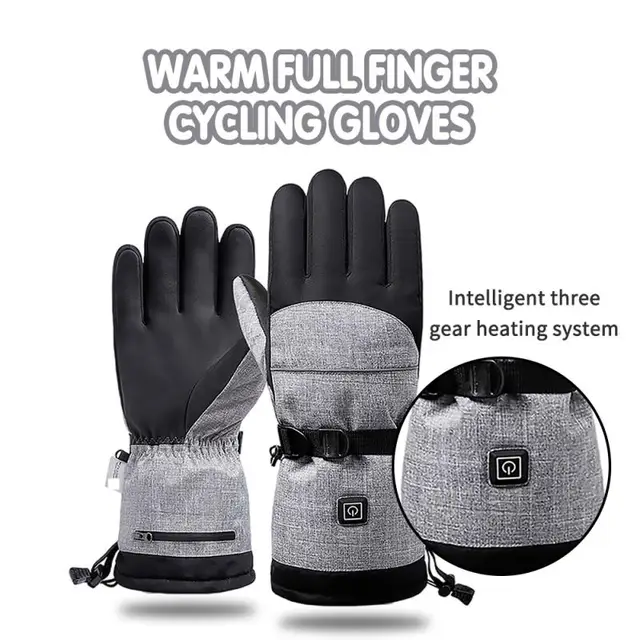 Téli Fűtött Kesztyű Elektromos Vízálló Kerékpározás Szélálló Érintőképernyő Guantes Ski Luvas Férfiaknak Nők 2022 - Image 3