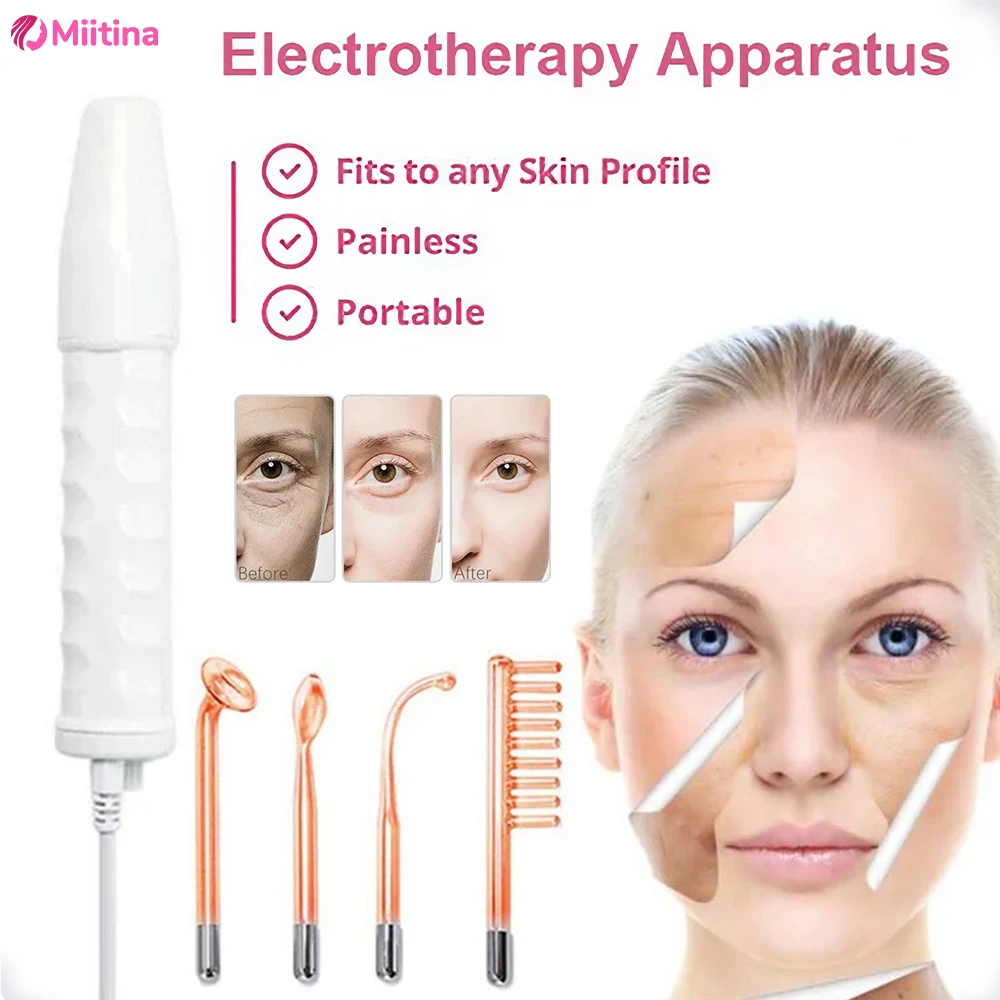 4in1 Facial Beauty Machine High Frequency Electrotherapy Wand Neon Argon Wands Remove wrinkles Rejuvenation Tightening Skin Care Electrotherapy Skin Care Tool,Skin Care Device