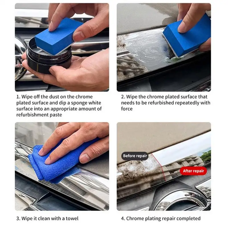 Chrome Restorer 100g Chrome Scratch Removal Cream Automotive Tarnish Remover Repair Agent For Door Handle Window Strip