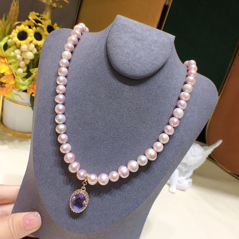 

natural 7-8mm freshwater pearl necklace light luxury small wind collarbone chain necklace jewelry