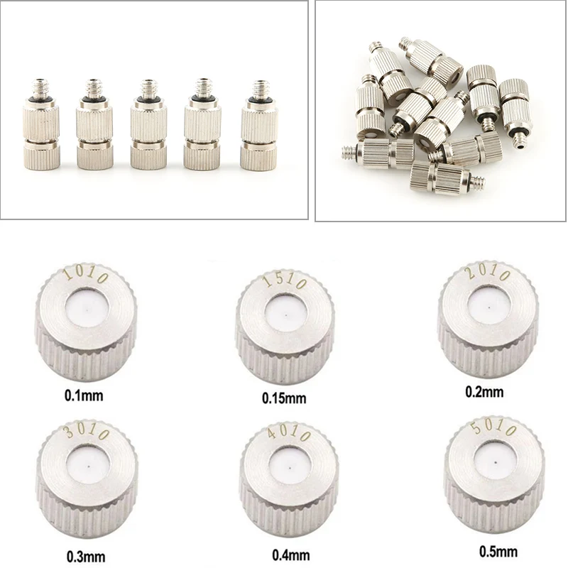 50pcs Outdoor Anti-drip Fogging Spray Head Outdoor Cooling Misting System Nozzle, UNC 10/24 Stainless Steel Misting Nozzles 4