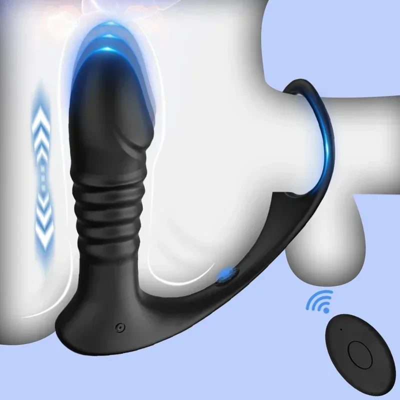 Stoßender vibrierender Analvibrator für Männer, Prostata-Massagegerät, Penisring, Anal-Butt-Plug, G-Punkt-Massagegerät, männliches Sexspielzeug für Paare 1