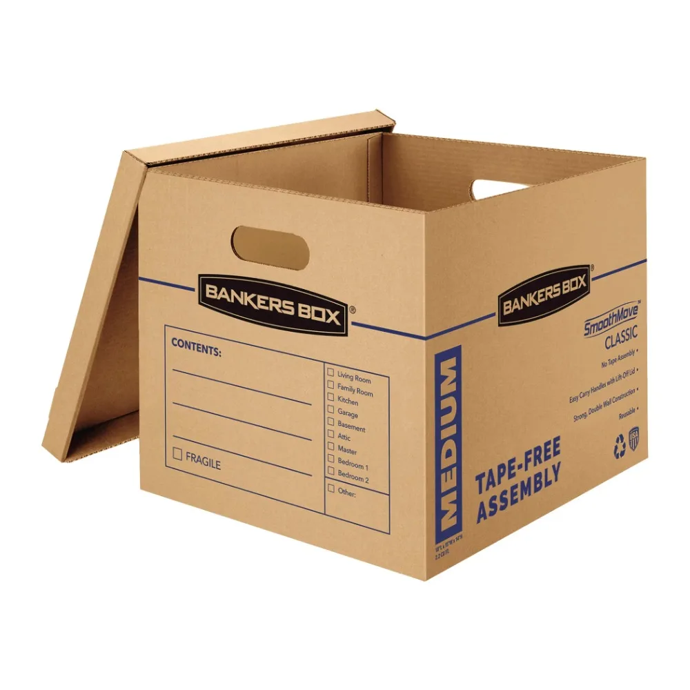 

Bankers Box Smooth Move Classic Moving Boxes, Medium Lift-off Closure - Kraft - Recycled