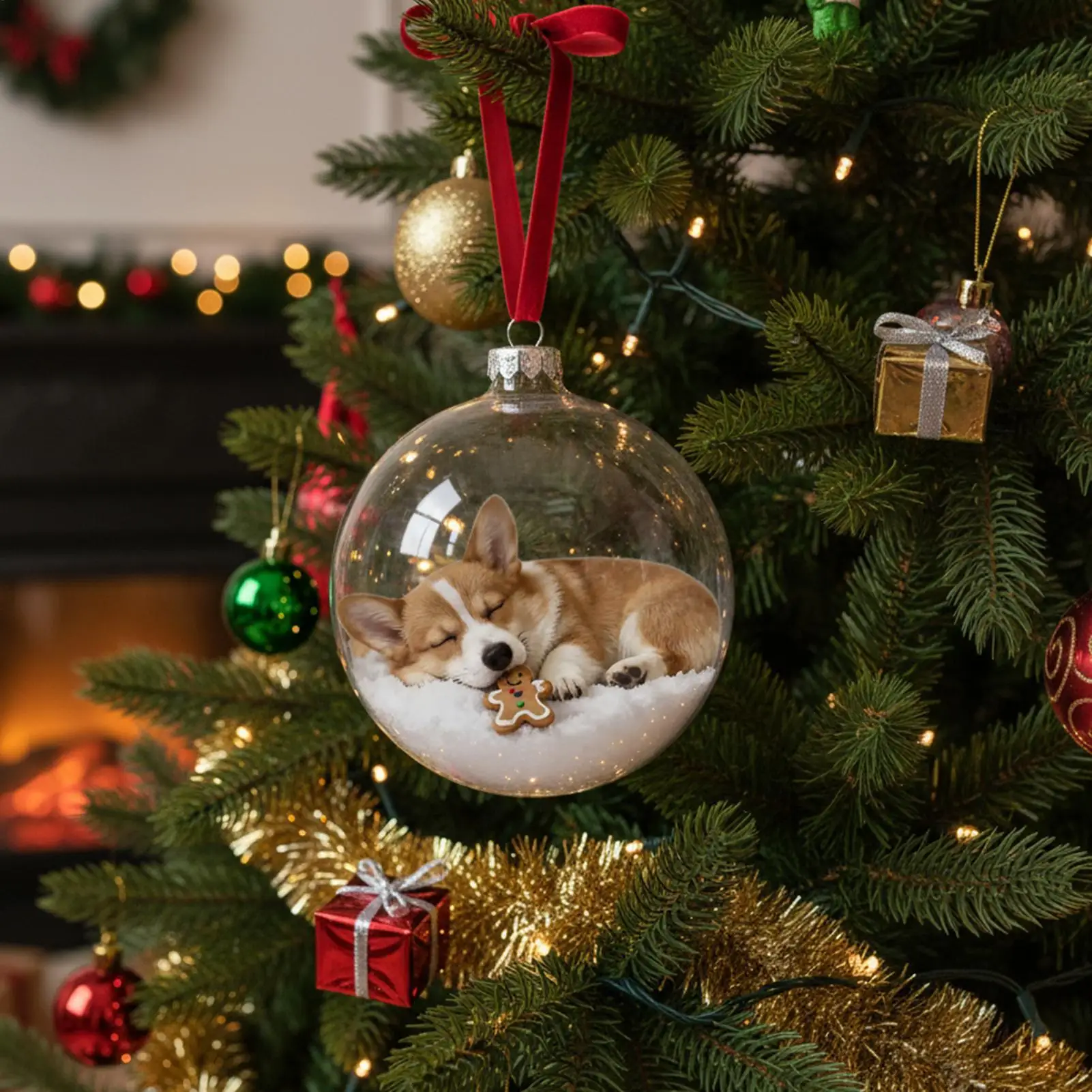 Christmas Ornaments Shatterproof Transparent Decor Christmas Dog Balls Pendants For Shopping Mall Bedroom Window Store Home