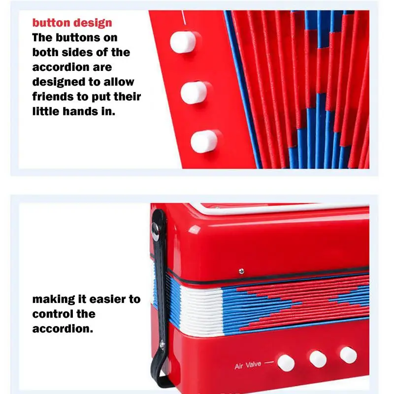Button Accordion Button Toy Instrument For Kids Portable Accordion Musical Instruments Birthday Gift For Children Boys And Girls