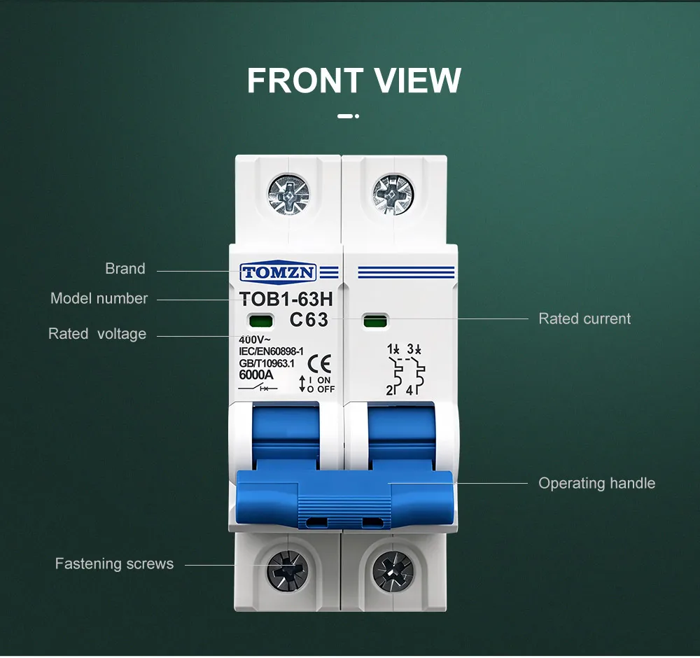 Three pole DIN rail circuit breaker