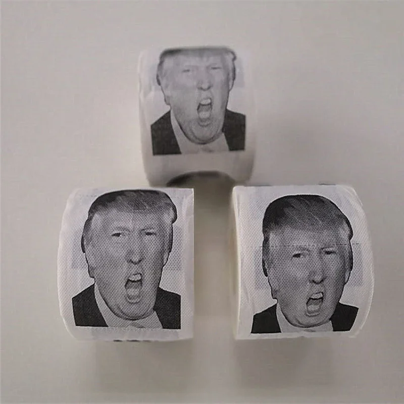 Humorous Donald Trump Printed Bathroom Toilet Paper Pure Wood Pulp Non-Fading Soft Creative Funny Design Eco-Friendly Roll Paper