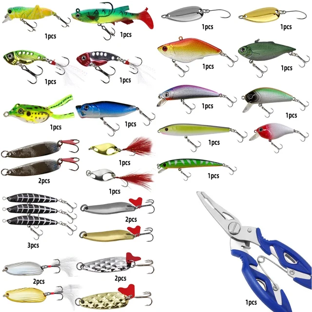 301PCS Fishing Lures Tackle Box Bass Fishing Baits Including Kit