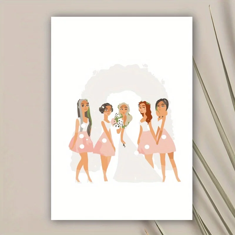 1pc, happy wedding card, romantic wedding card, celebration sweet bridesmaid for husband wife.