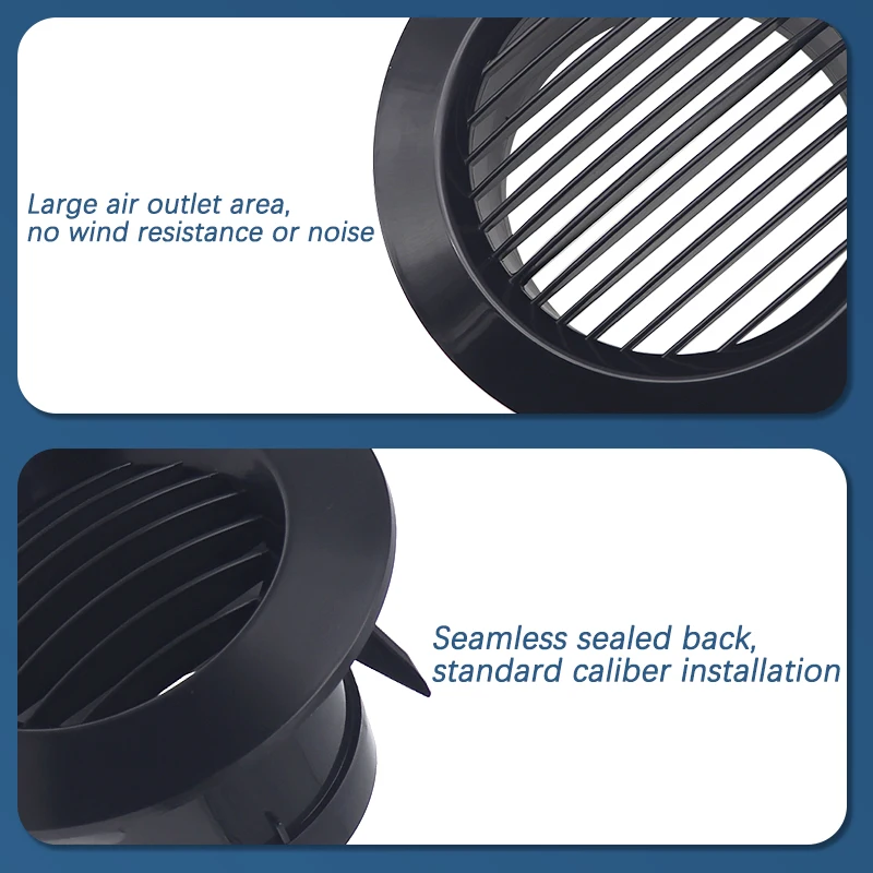 75mm Black Round Air Vent ABS Adjustable Exhaust Hood Valve Anti-bird and Rat Grille Air Conditioning Ducting Ventilation Cover