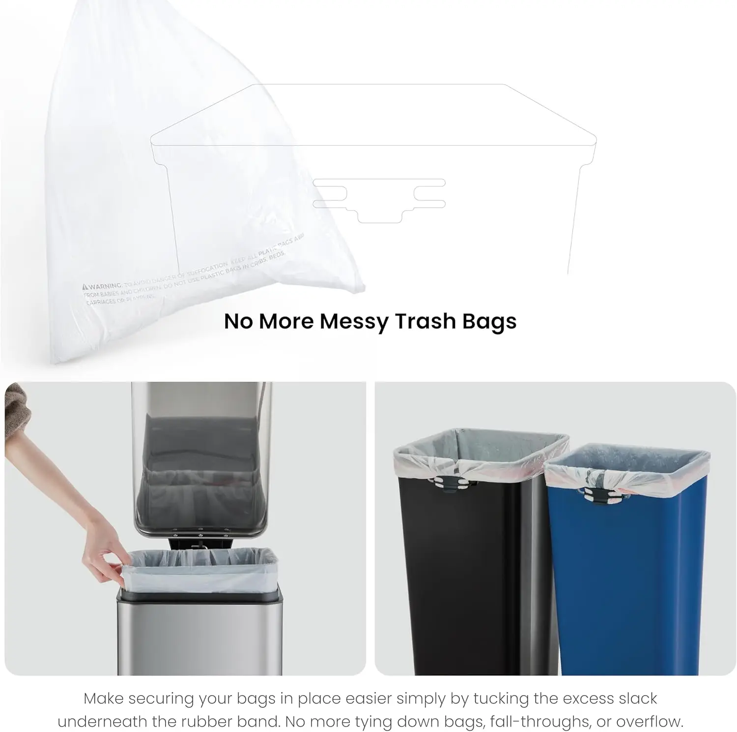 13 Gallon Kitchen Trash Can with Dual Compartments for Recycling, Stainless Steel, Silver, 50 Liters Total, Gen 2