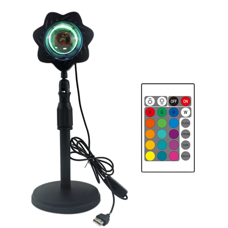 

RGB Sunset Projection Lamp,LED Mellow Floor Lamp Rainbow Night Light 360 Degree Rotation With 16-Color Remote Control