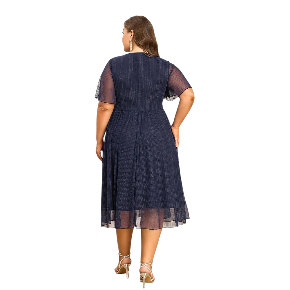 Plus Size Women’s V-Neck Solid Dresses Elegant Evening Party Dress Prom Female Large Size Bridesmaid Dresses 2XL 3XL 4XL 5XL 6XL Best Sellers In Women's Clothing