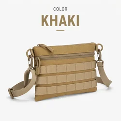 Tactical MOLLE Webbing Crossbody Bag - Portable Outdoor Shoulder Pouch (Khaki)